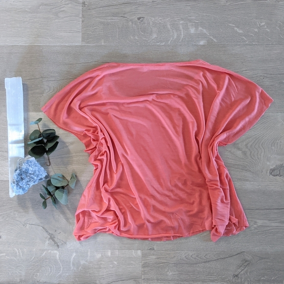 Zara W&B Collection Peach Coral Flutter Top - Picture 2 of 4